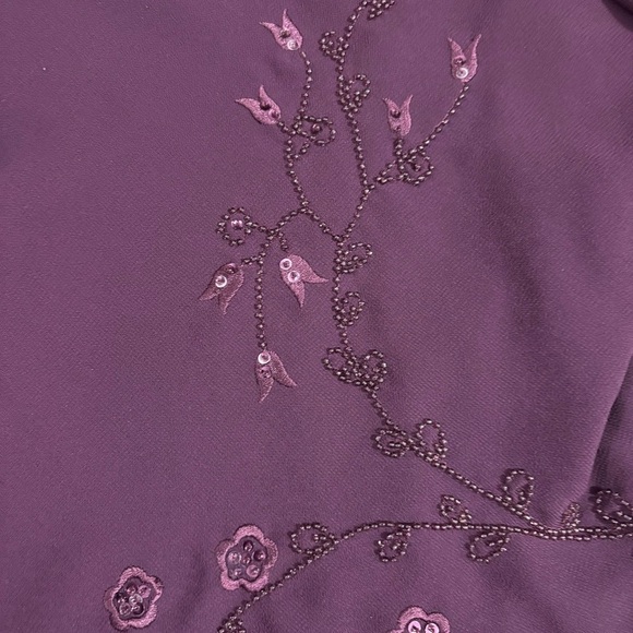 Studio I Purple Beaded Embellished Evening Blouse Top Long Sleeve Sz 18 Chiffon - Picture 10 of 14